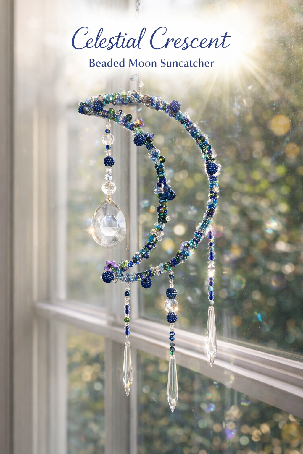 Midnight Tide Crescent Moon Suncatcher