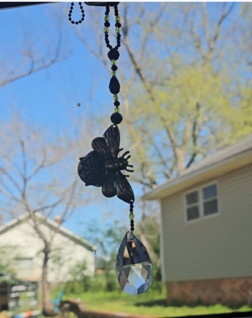 Crystal Bee Car Charm – Honeybee Rearview Mirror Sun Catcher